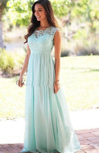 Elegant Long Chiffon Bridesmaid Dresses with Lace