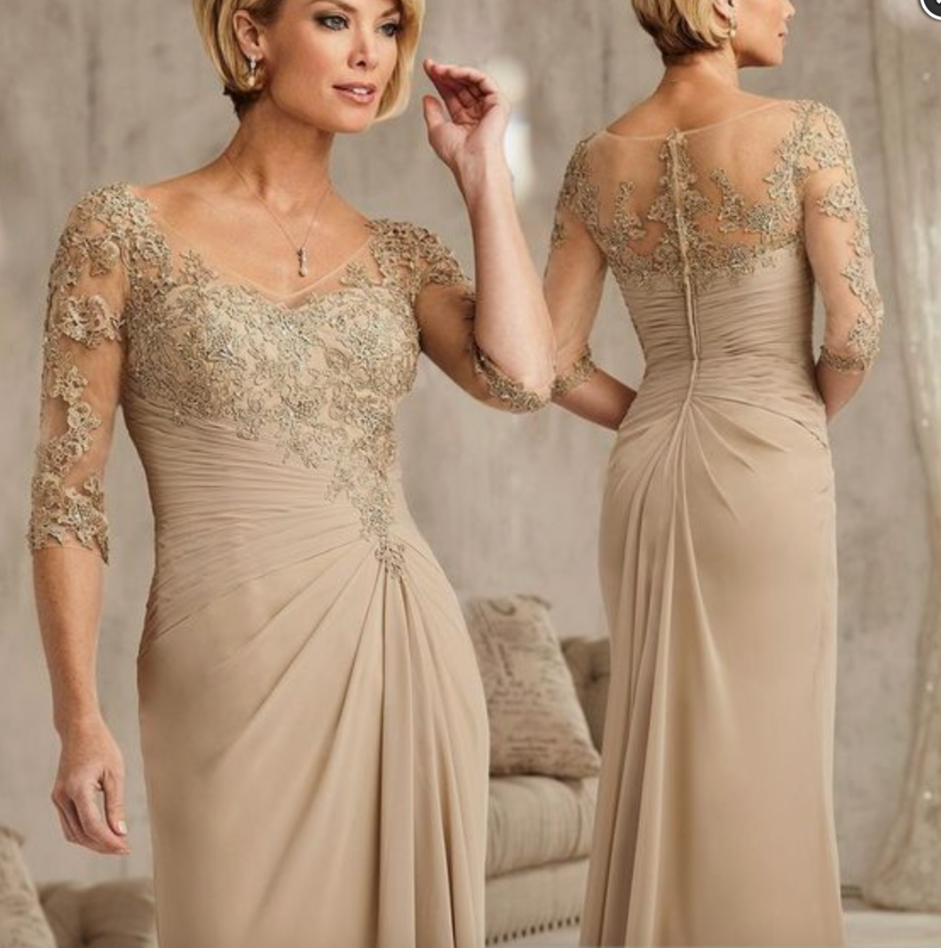 Mother of the Bride Dresses with Sleeves Floor Length