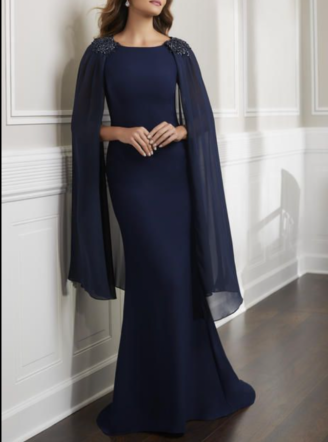 Nay Blue Cape Mother of the Bride Dresses