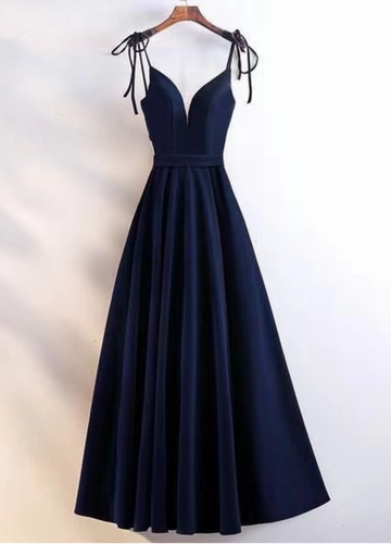 Navy Blue Prom Dresses Spaghetti Straps