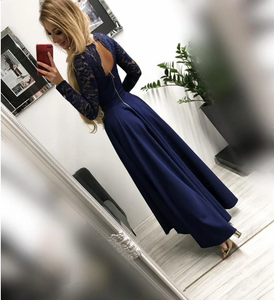 Navy Blue Prom Dresses Hi Low