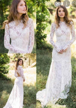 Load image into Gallery viewer, Vintage Lace Sheath Wedding Dresses Bridal Gown with Sleeves