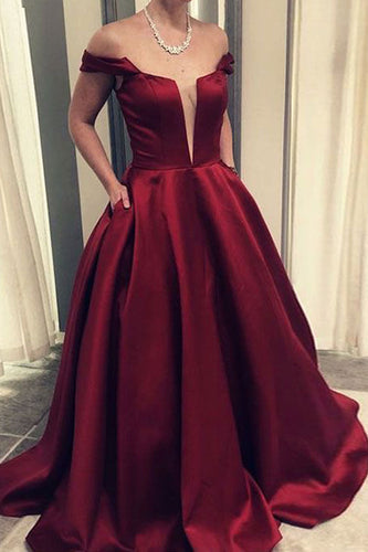 Burgundy Prom Dresses Off the Shoulder