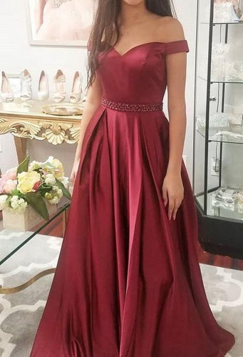 Off the Shoulder Long Prom Dresses EVening Dress Wasit with Beaded