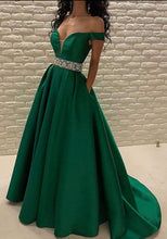 Charger l&#39;image dans la galerie, Off Shoulder Prom Dresses Waist with Beading