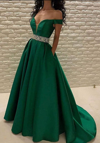 Off Shoulder Prom Dresses Waist with Beading