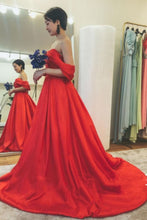 Load image into Gallery viewer, Off Shoulder Orange Prom Dresses Evening Gown