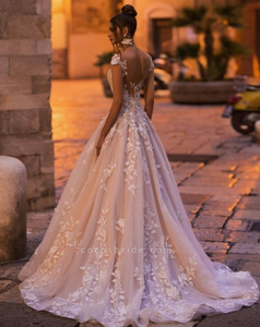 Off Shoulder Wedding Dresses Bridal Gown with Lace Appliques