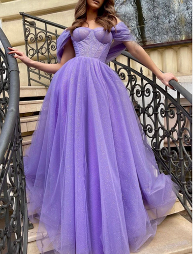 Off Shoulder Lavender Prom Dresses Off Shoulder Sparkly