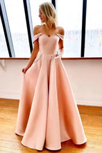 Charger l&#39;image dans la galerie, Off Shoulder Peach Prom Dresses with Pockets