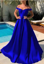 Cargar imagen en el visor de la galería, Prom Dresses Royal Blue Off Shoulder