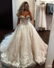 Load image into Gallery viewer, Off Shoulder Wedding Dresses Bridal Gown with Lace Appliques