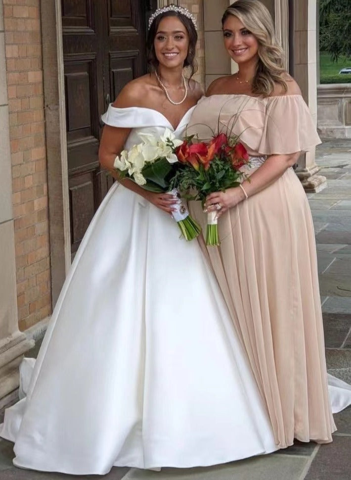 Wedding Dresses Bridal Gown Off Shoulder with Pockets