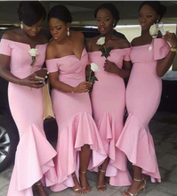 Charger l&#39;image dans la galerie, Mermaid Off Shoulder Bridesmaid Dresses Hi Low