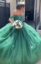 Charger l&#39;image dans la galerie, Green Prom Dresses Pageant Gown Off Shoulder