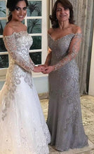 Load image into Gallery viewer, Off Shoulder Mother of the Bride Dresses with Beaded