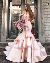 Load image into Gallery viewer, Off Shoulder Pink Prom Dresses Princess Gown