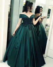 Load image into Gallery viewer, Off Shoulder Prom Dresses Princess Gown with Appliques Lace