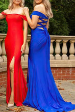 Carica l&#39;immagine nel visualizzatore di Gallery, Off Shoulder Mermaid Prom Dresses Criss Cross