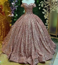 Load image into Gallery viewer, Sparkly Prom Dresses Birthday Gown Off Shoulder