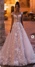 Load image into Gallery viewer, Off Shoulder Wedding Dresses Bridal Gown with Lace Appliques