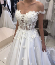 Charger l&#39;image dans la galerie, Mermaid Wedding Dresses Bridal Gown Off Shoulder with 3D Flowers