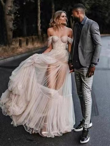 Off Shoulder Wedding Dresses Bridal Gown Tulle