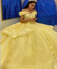 Load image into Gallery viewer, Yellow Off Shoulder Prom Dresses Birthday Gown Sweet 16