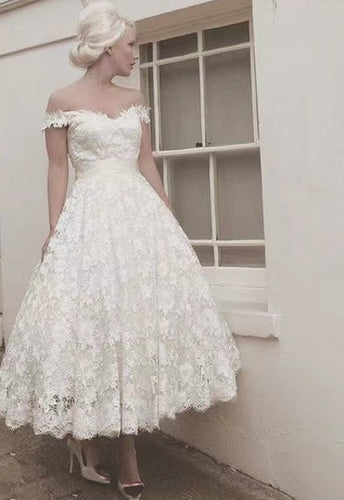 Vintage Lace Wedding Dresses Bridal Gown Tea Length