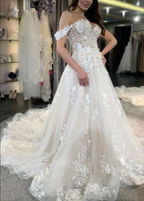 Load image into Gallery viewer, Off the Shoulder Wedding Dresses Bridal Gown with Appliques