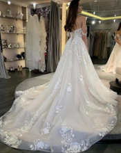 Load image into Gallery viewer, Off the Shoulder Wedding Dresses Bridal Gown with Appliques
