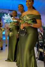 Load image into Gallery viewer, Olive Green Bridesmaid Dresses Plus Size for Wedding
