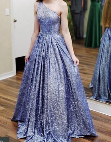 Sparkly One Shoulder Floor Length Prom Dresses