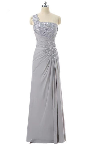 One Shoulder Mother of the Bride Dresses Grey Floor Length