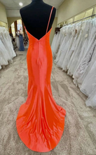 Load image into Gallery viewer, One Shoulder Orange Prom Dresses Floor Length