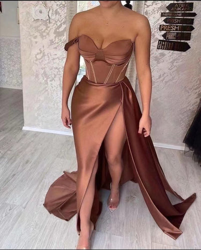 One Shoulder Prom Dresses with Slit Side