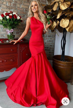 Charger l&#39;image dans la galerie, One Shoulder Prom Dresses Red Princess Gown