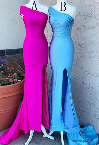 Prom Dresses One Shoulder Slit Side