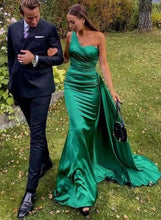 Load image into Gallery viewer, One Shoulder Green Prom Dresses Mermaid