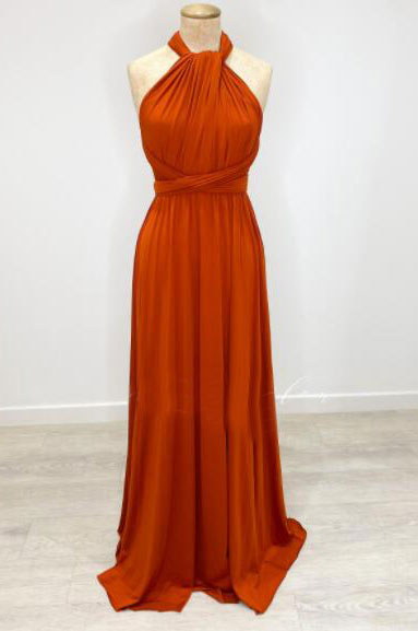 Convertible Orange Prom Dresses Floor Length