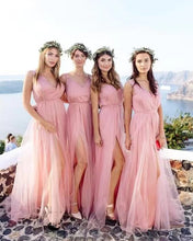 Load image into Gallery viewer, Beach Bridesmaid Dresses Slit Side for Wedding Party