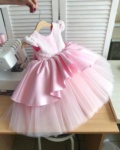 Pink Flower Girl Dresses Cap Sleeves