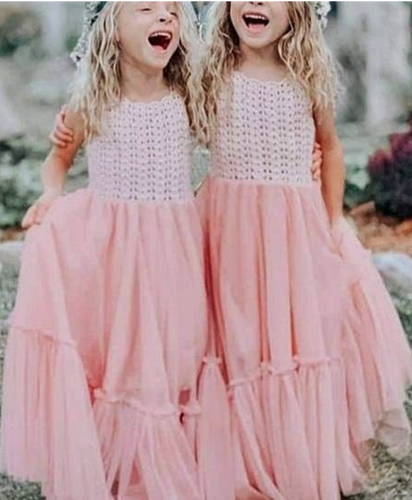 Coral Flower Girl Dresses Floor Length