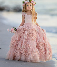 Load image into Gallery viewer, Cap Sleeves Flower Girl Dresses with Beaded