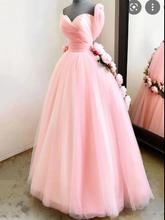 Load image into Gallery viewer, Pink Prom Dresses with 3D Flowers