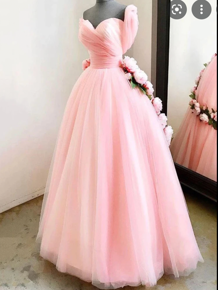 Pink Prom Dresses with 3D Flowers