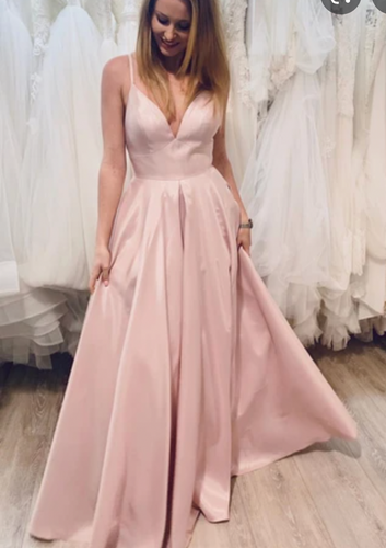 Spaghetti Straps Peach Prom Dresses under 100