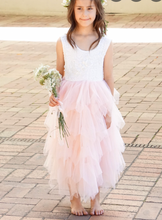 Load image into Gallery viewer, Pink Flower Girl Dresses Ankle Length