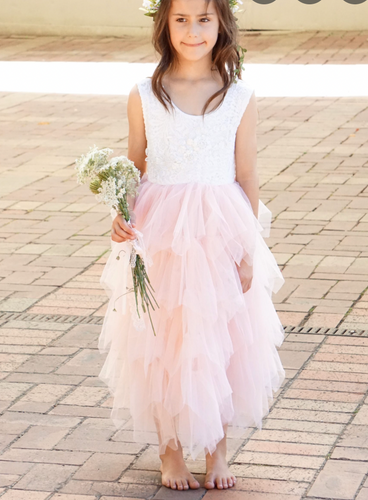 Pink Flower Girl Dresses Ankle Length