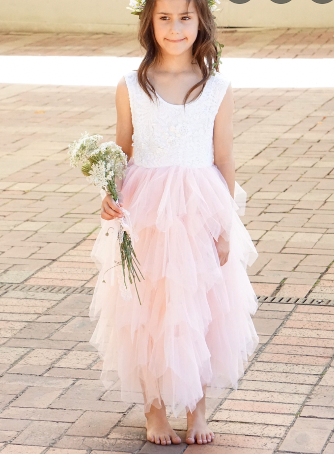 Pink Flower Girl Dresses Ankle Length